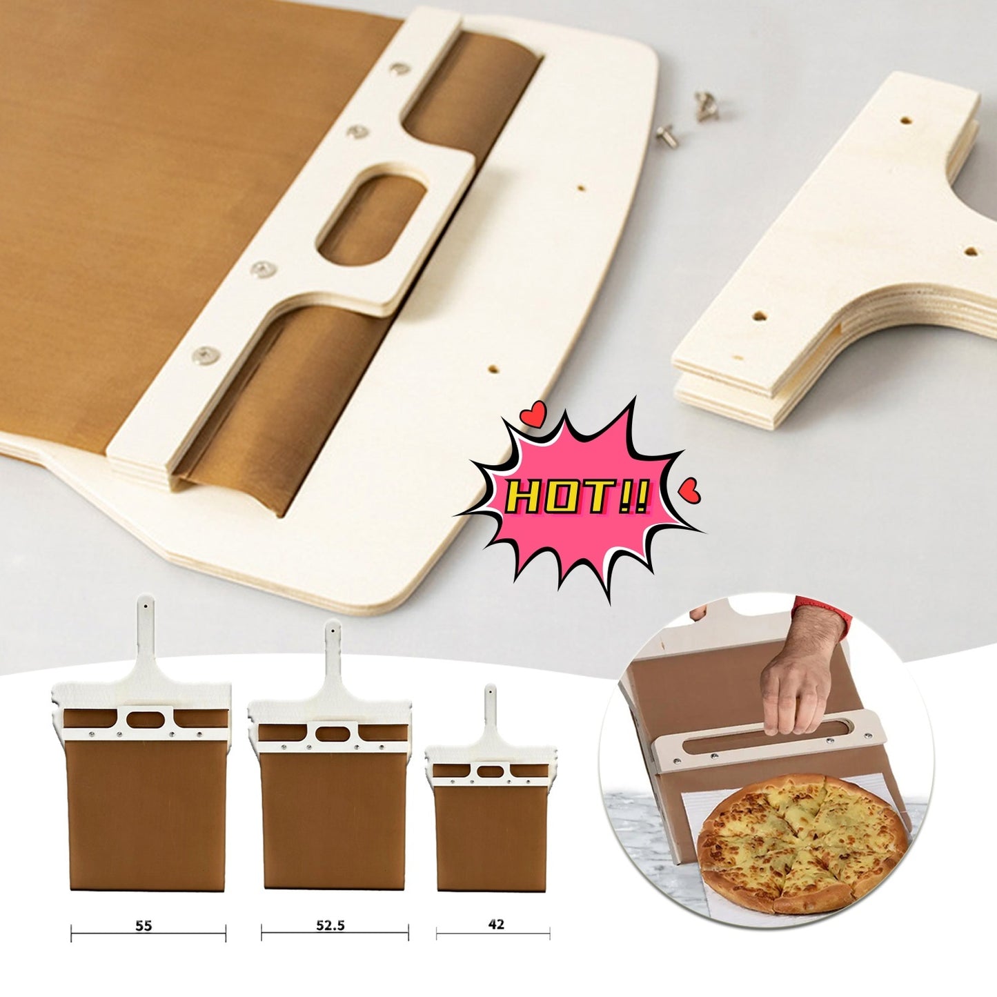 3 Sizes Sliding Pizza Peel Shovel Storage Board Pala Pizza Handle Transfer Pizza Kitchen Gadgets