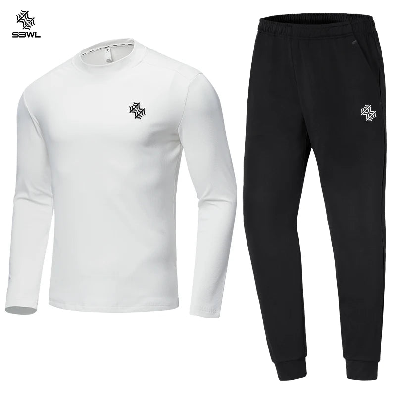 SBWL Men autumn and winter outdoor sports running fitness casual warm with long sleeve sports set indoor fitness casual clothing